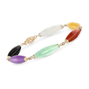 ross-simons multicolored jade bead bracelet with 14kt yellow gold. 7.5 inches