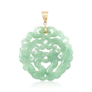 ross-simons carved jade phoenix pendant with 14kt yellow gold