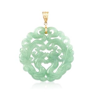 Ross-Simons Carved Jade Phoenix Pendant With 14kt Yellow Gold