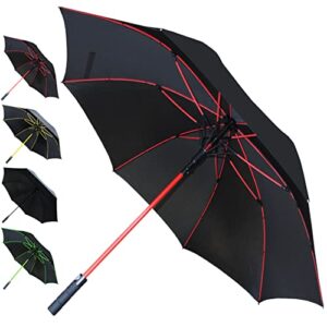 collar and cuffs london - 60mph windproof extra strong - stormfighter jumbo umbrella - striking red reinforced fiberglass frame - for 1 or 2 persons - auto open - non slip tyre style handle - black