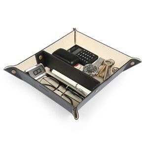 londo leather tray organizer - practical storage box for wallets, watches, keys, coins, cell phones and office equipment