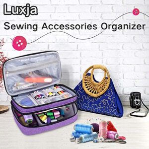 Luxja Sewing Accessories Organizer, Double-Layer Sewing Supplies Organizer for Needles, Scissors, Measuring Tape, Thread and Other Sewing Tools (NO Accessories Included), Purple