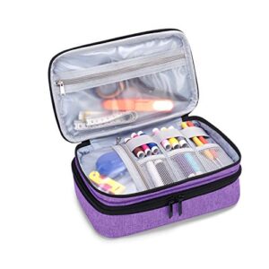 Luxja Sewing Accessories Organizer, Double-Layer Sewing Supplies Organizer for Needles, Scissors, Measuring Tape, Thread and Other Sewing Tools (NO Accessories Included), Purple