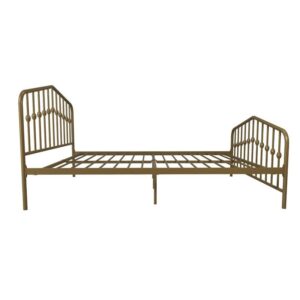 Novogratz Bushwick Metal Bed with Headboard and Footboard | Modern Design | Queen Size - Gold