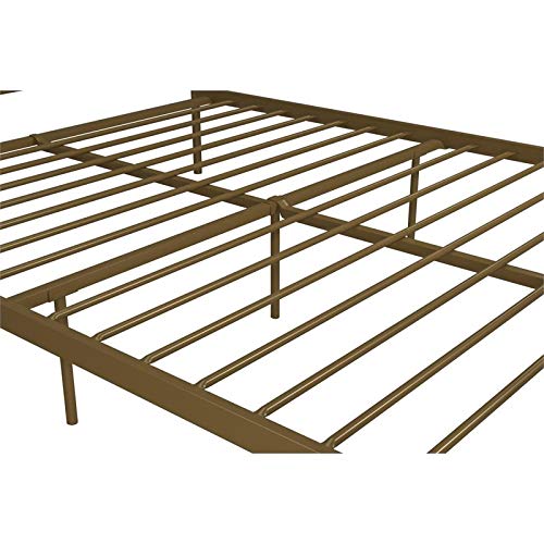 Novogratz Bushwick Metal Bed with Headboard and Footboard | Modern Design | Queen Size - Gold