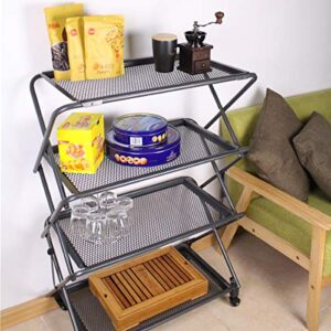 Zenree 4-Tier Folding Kitchen Shelf, Removable Mesh Trays, Black, 39"