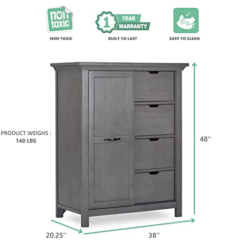 Evolur Belmar Tall Chest Dresser, 38x20.25x48 Inch (Pack of 1), Rustic Grey