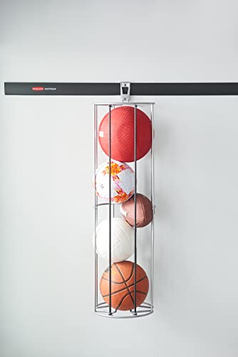 Rubbermaid FastTrack Alloy Steel Garage Storage Vertical Ball Rack, Garage Organization, Stackable Ball Cage for Garage Organizer,Silver