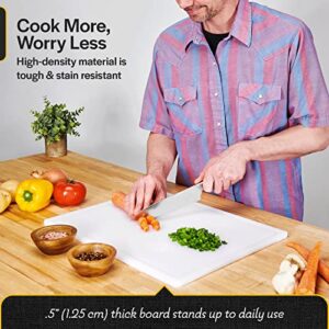 Thirteen Chefs Plastic Cutting Board with Juice Groove - Extra Large Cutting Board for Meat, Grilling, BBQ, Smoking, Fruit, and More - 30" x 18" x 0.5" - White