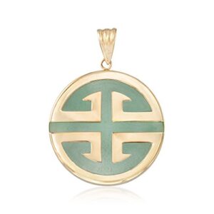 ross-simons jade "longevity" circle pendant in 14kt yellow gold