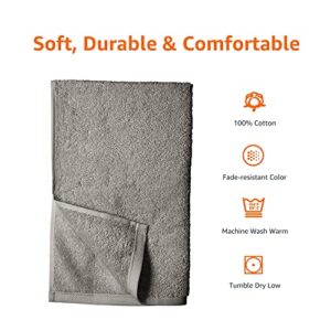 Amazon Basics Cotton Hand Towel, 12-Pack, Gray, 16" x 26"