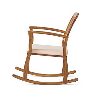 Christopher Knight Home Selma Acacia Rocking Chair with Cushion, Teak Finish