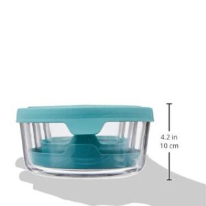 Anchor Hocking TrueSeal Round Glass Food Storage Containers with Airtight Lids, Mineral Blue, Set of 3