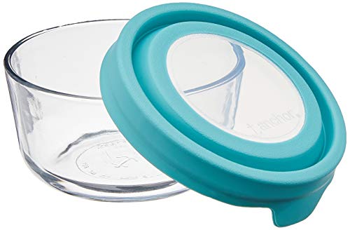 Anchor Hocking TrueSeal Round Glass Food Storage Containers with Airtight Lids, Mineral Blue, Set of 3