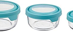 Anchor Hocking TrueSeal Round Glass Food Storage Containers with Airtight Lids, Mineral Blue, Set of 3