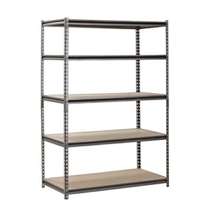 EDSAL Heavy Duty Garage Shelf Steel Metal Storage 5 Level Adjustable Shelves Unit 72" H x 48" W x 24" Deep (Pack of 2)