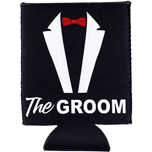 12 Pack Team Groom Neoprene Can Cooler Sleeves, Groomsmen Gifts Beer Cooler for 12oz Drinks