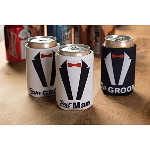 12 Pack Team Groom Neoprene Can Cooler Sleeves, Groomsmen Gifts Beer Cooler for 12oz Drinks