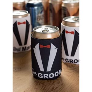 12 Pack Team Groom Neoprene Can Cooler Sleeves, Groomsmen Gifts Beer Cooler for 12oz Drinks