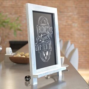 HBCY Creations Rustic Blue Wood Tabletop Chalkboard with Legs/Vintage Wedding Table Sign/Small Kitchen Countertop Memo Board/Antique Wooden Frame (9.5” x 14” Inches) (Rustic Blue)