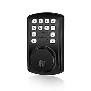 signstek keyless entry door lock, deadbolt smart lock, electronic keypad deadbolt for front door, office, apartment, easy-installation, auto lock- matte black