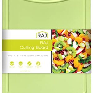 Raj Plastic Cutting Board Reversible Cutting board, Dishwasher Safe, Chopping Boards, Juice Groove, Large Handle, Non-Slip, BPA Free (Small (11.42" x 7.87"), Lime Green)