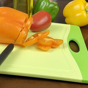 Raj Plastic Cutting Board Reversible Cutting board, Dishwasher Safe, Chopping Boards, Juice Groove, Large Handle, Non-Slip, BPA Free (Small (11.42" x 7.87"), Lime Green)