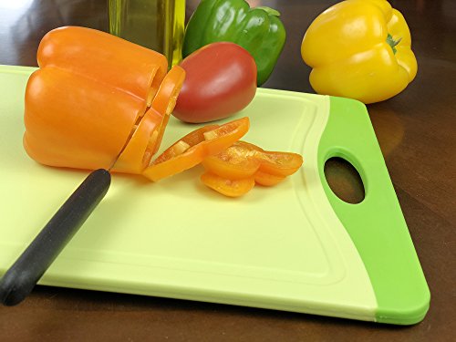 Raj Plastic Cutting Board Reversible Cutting board, Dishwasher Safe, Chopping Boards, Juice Groove, Large Handle, Non-Slip, BPA Free (Small (11.42" x 7.87"), Lime Green)