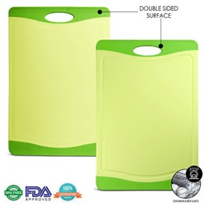 Raj Plastic Cutting Board Reversible Cutting board, Dishwasher Safe, Chopping Boards, Juice Groove, Large Handle, Non-Slip, BPA Free (Small (11.42" x 7.87"), Lime Green)