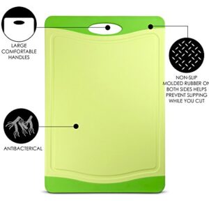 Raj Plastic Cutting Board Reversible Cutting board, Dishwasher Safe, Chopping Boards, Juice Groove, Large Handle, Non-Slip, BPA Free (Small (11.42" x 7.87"), Lime Green)