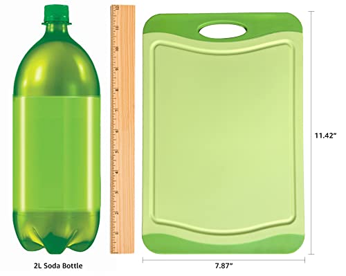 Raj Plastic Cutting Board Reversible Cutting board, Dishwasher Safe, Chopping Boards, Juice Groove, Large Handle, Non-Slip, BPA Free (Small (11.42" x 7.87"), Lime Green)