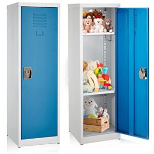 AdirOffice Kids Steel Metal Storage Locker - for Home & School - with Key & Hanging Rods (48 in 1 Door, Blue)