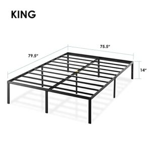 Best Price Mattress 14 Inch Metal Platform Beds w/ Heavy Duty Steel Slat Mattress Foundation (No Box Spring Needed), King Size, Black