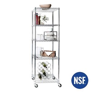 Seville Classics UltraDurable Heavy Duty NSF Solid Steel Wire Rack Storage Unit Organizer for Garage, Warehouse, Office, Restaurant, Classroom, Kitchen, 5-Tier Shelving, 24" W x 18" D