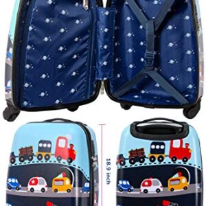 Lttxin Kids Rolling Luggage with Wheels Hard Shell Carry On Suitcase 18 inch for Toddler Boys Veholes