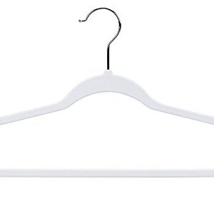 Quality Hangers 50 Pack Non-Velvet Plastic Hangers for Clothes - Heavy Duty Coat Hanger Set - Space-Saving Closet Hangers with Chrome Swivel Hook, Functional Non-Flocked Hangers - White