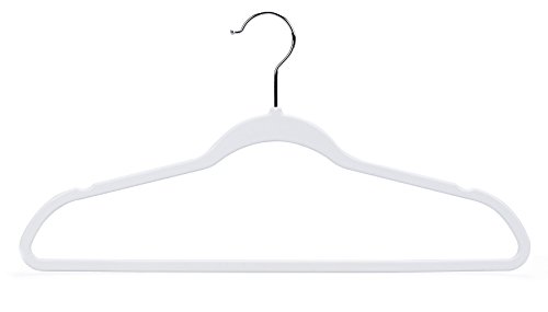 Quality Hangers 50 Pack Non-Velvet Plastic Hangers for Clothes - Heavy Duty Coat Hanger Set - Space-Saving Closet Hangers with Chrome Swivel Hook, Functional Non-Flocked Hangers - White