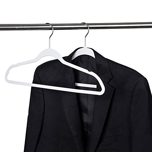 Quality Hangers 50 Pack Non-Velvet Plastic Hangers for Clothes - Heavy Duty Coat Hanger Set - Space-Saving Closet Hangers with Chrome Swivel Hook, Functional Non-Flocked Hangers - White