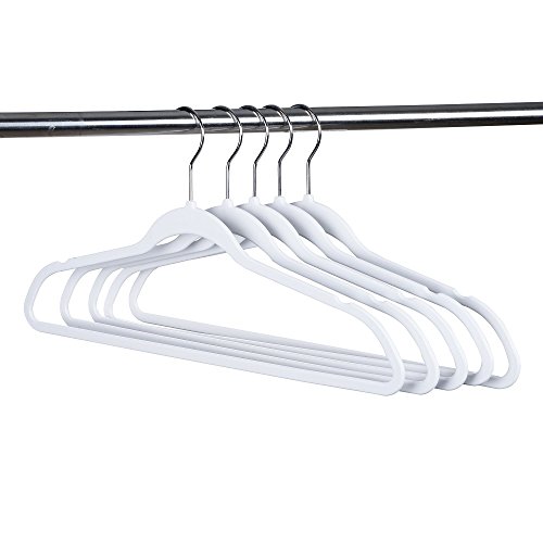 Quality Hangers 50 Pack Non-Velvet Plastic Hangers for Clothes - Heavy Duty Coat Hanger Set - Space-Saving Closet Hangers with Chrome Swivel Hook, Functional Non-Flocked Hangers - White