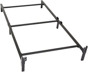 amazon basics metal bed frame, 6-leg base for box spring and mattress, twin, tool-free easy assembly, black, 74.5" l x 38.5" w x 7" h