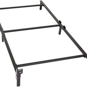 Amazon Basics Metal Bed Frame, 6-Leg Base for Box Spring and Mattress, Twin, Tool-Free Easy Assembly, Black, 74.5" L x 38.5" W x 7" H