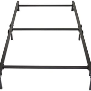 Amazon Basics Metal Bed Frame, 6-Leg Base for Box Spring and Mattress, Twin, Tool-Free Easy Assembly, Black, 74.5" L x 38.5" W x 7" H