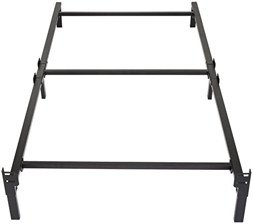 Amazon Basics Metal Bed Frame, 6-Leg Base for Box Spring and Mattress, Twin, Tool-Free Easy Assembly, Black, 74.5" L x 38.5" W x 7" H