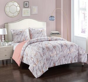 pop shop marble comforter set, twin, rose gold t