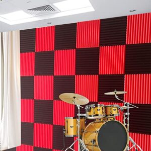 48 Pack Black/red 12 "X 12 "X1" Acoustic Panels Studio Soundproofing Foam