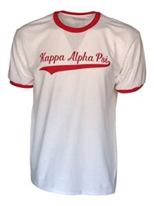 mega greek mens kappa alpha psi tail ringer t-shirt (large) white
