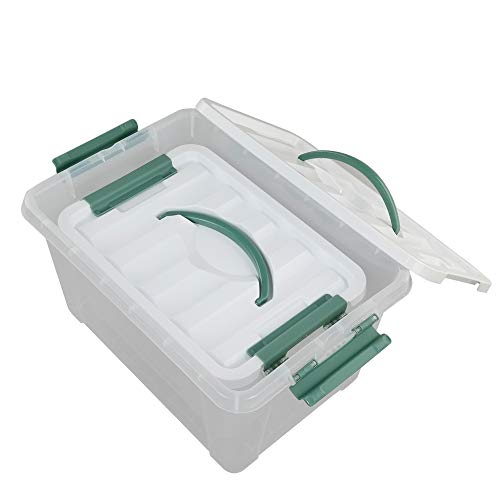 Jekiyo Clear Latching Box, Plastic Storage Bin, 2 Packs(6 Quart&14 Quart)