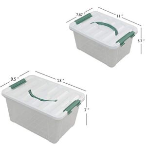 Jekiyo Clear Latching Box, Plastic Storage Bin, 2 Packs(6 Quart&14 Quart)