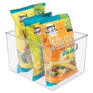 mdesign plastic storage organizer container bin for kitchen organization in pantry, cabinet, countertop fridge, refrigerator, and freezer - hold food, drink, or snacks, ligne collection, clear