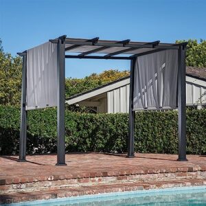 Hanover HAN 8 x 10 Ft. Freestanding Adjustable Gray Canopy, Heavy-Duty Steel Metal Frame with Weather-Protective Powder Coating, Pergola 8'x10', 0